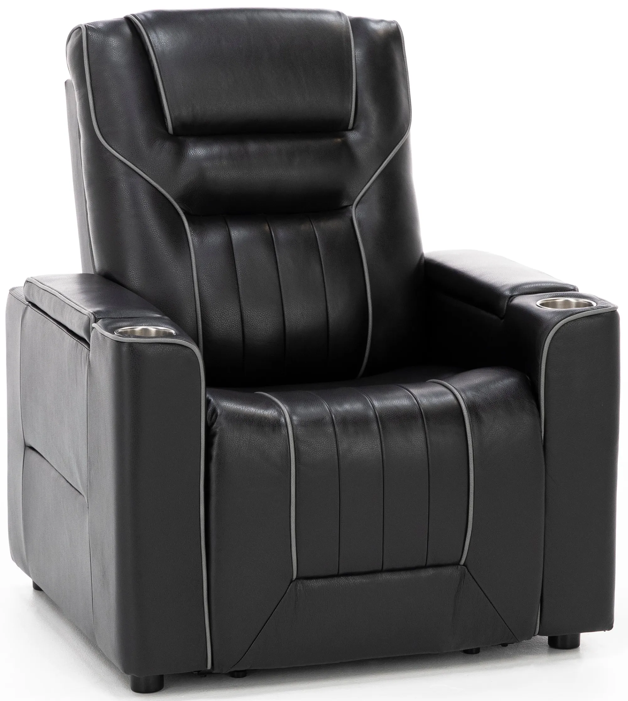 Cinema Leather Fully Loaded Multi-Media Recliner in Black