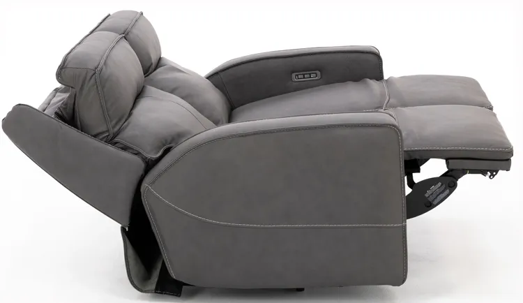 Morgan Leather Fully Loaded Reclining Loveseat in Smoke