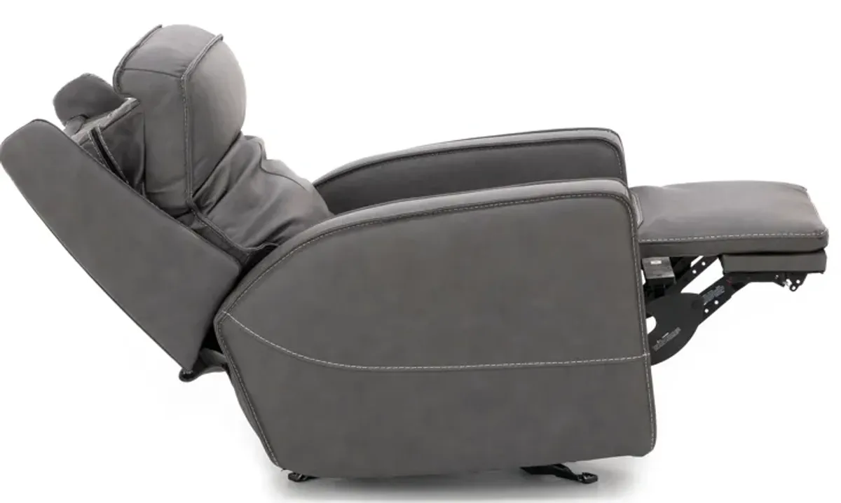 Morgan Leather Fully Loaded Glider Recliner in Smoke