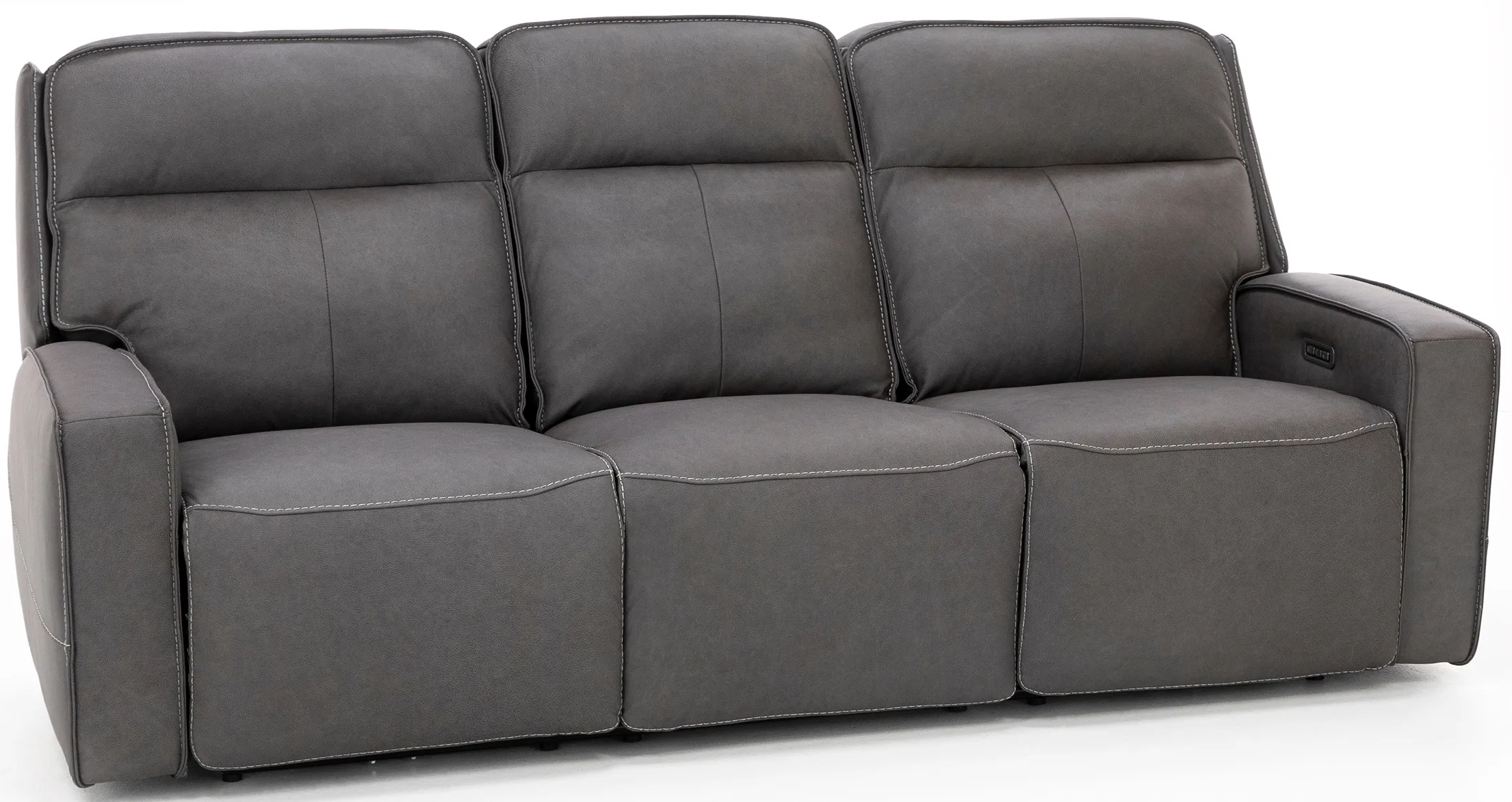Morgan Leather Fully Loaded Reclining Sofa in Smoke