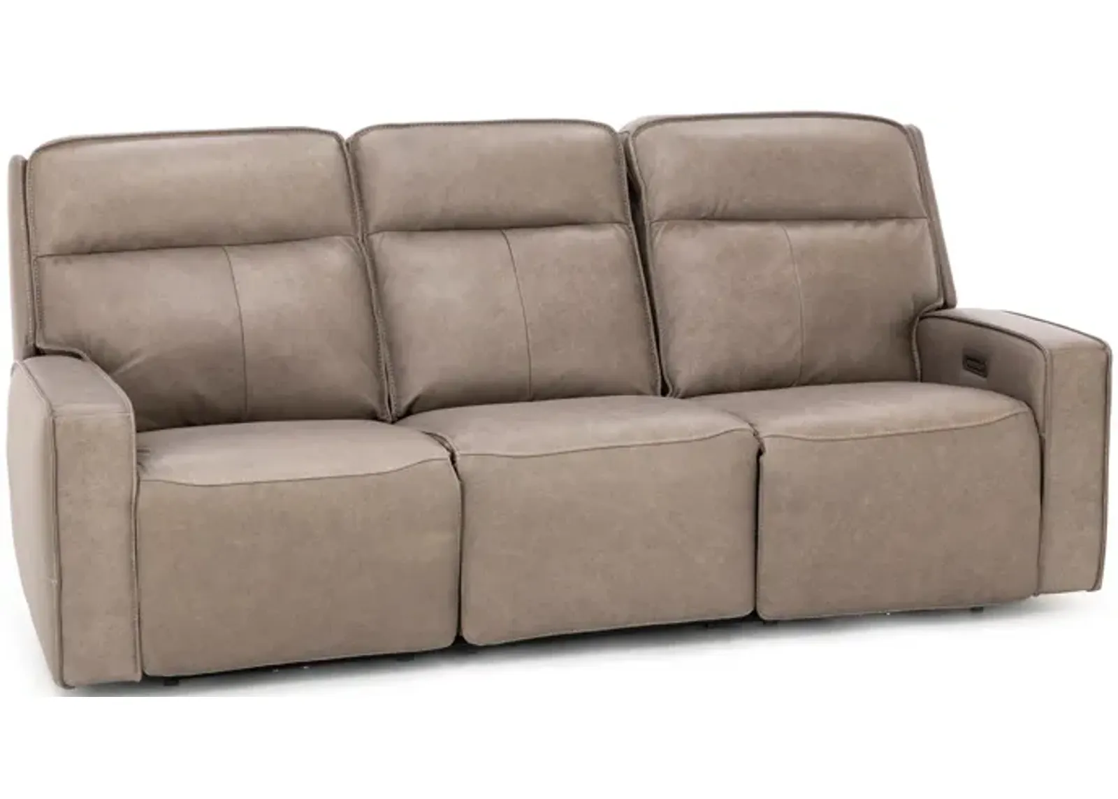 Morgan Leather Fully Loaded Reclining Sofa in Oyster