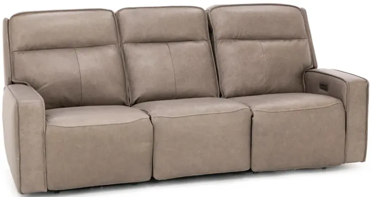 Morgan Leather Fully Loaded Reclining Sofa in Oyster