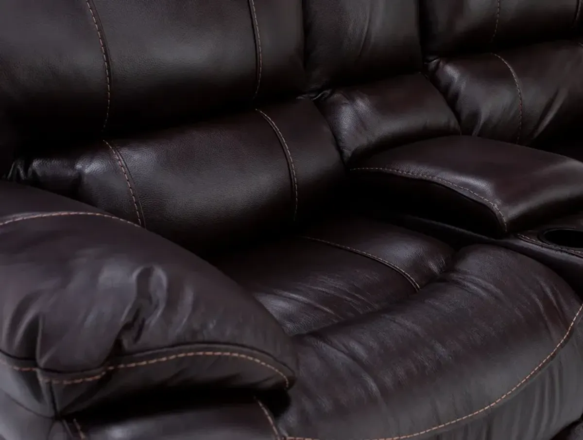 Kameron Leather Reclining Console Loveseat