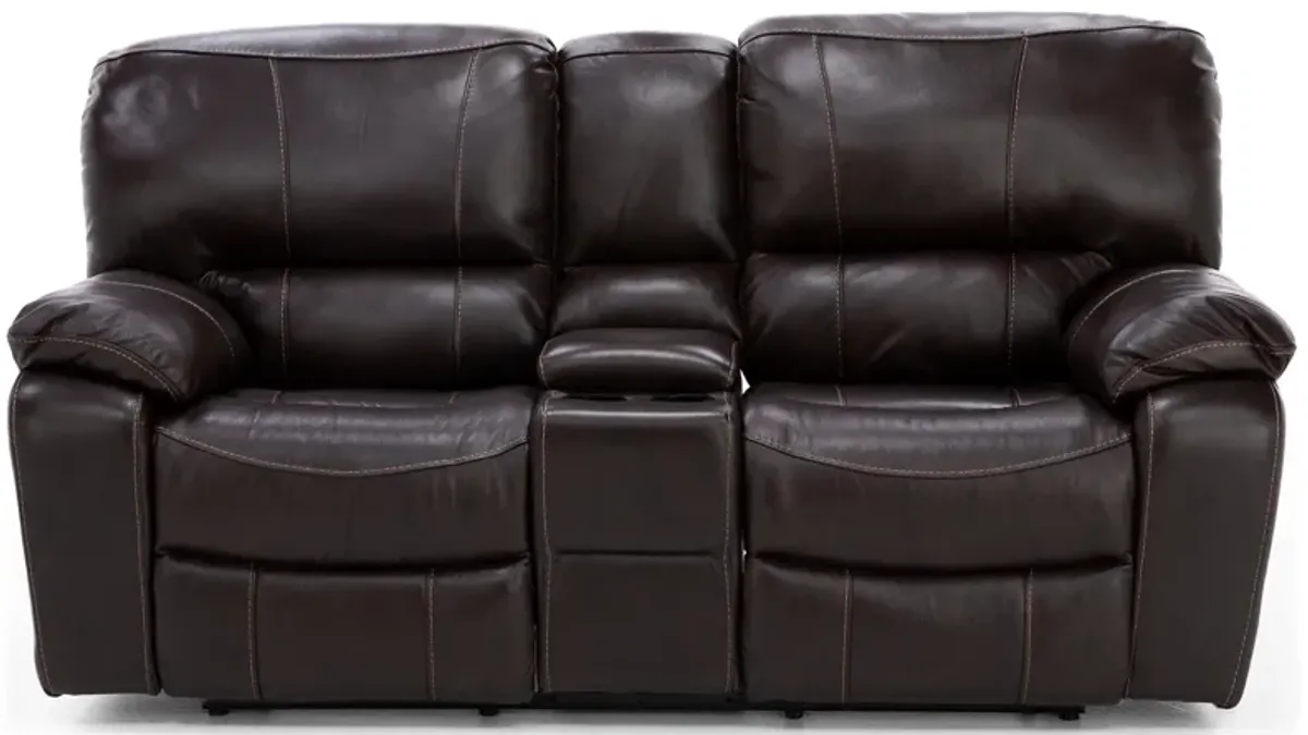 Kameron Leather Reclining Console Loveseat