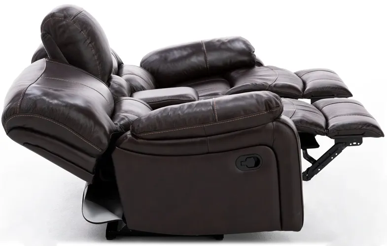 Kameron Leather Reclining Console Loveseat