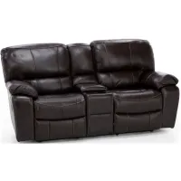 Kameron Leather Reclining Console Loveseat