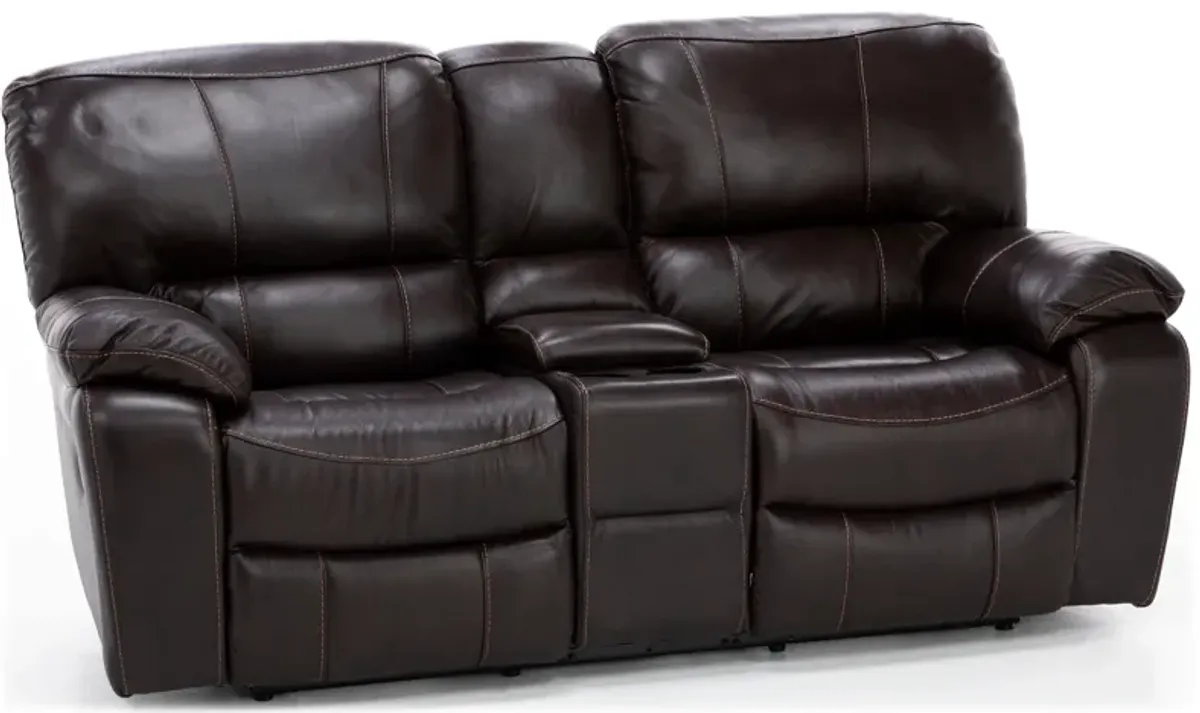 Kameron Leather Reclining Console Loveseat