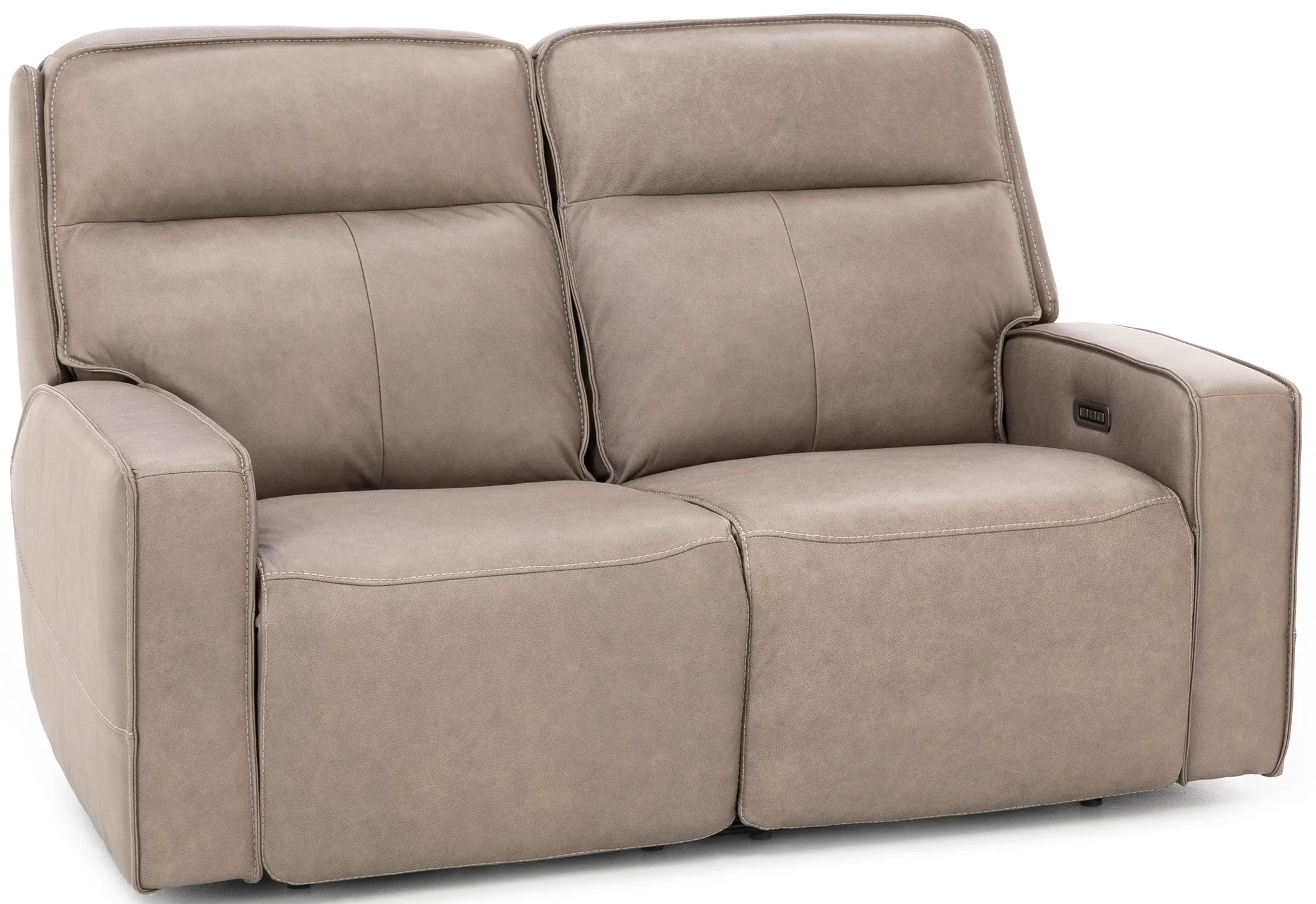 Morgan Leather Fully Loaded Reclining Loveseat in Oyster