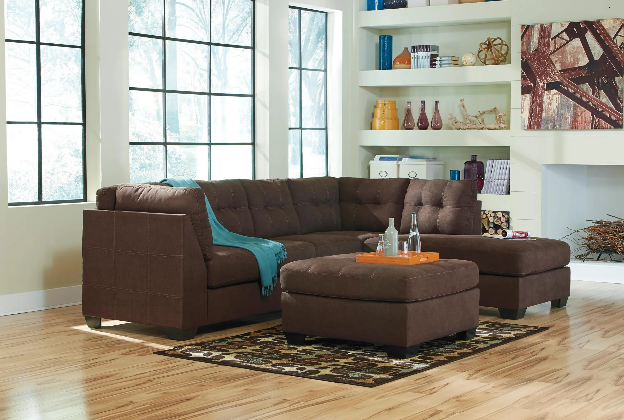 Adler 2-pc. Sectional with Right Chaise in Walnut