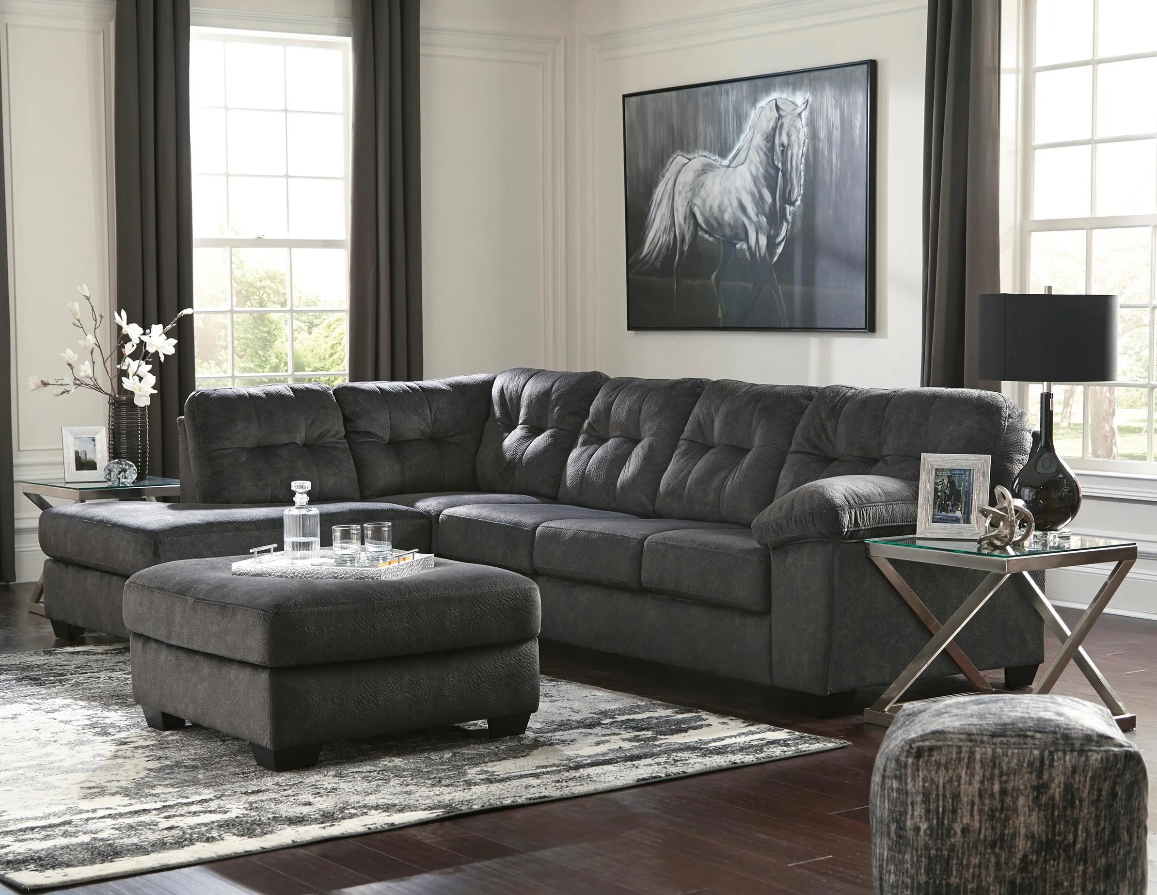 Dustin 2-Pc. Chaise Sectional in Grey