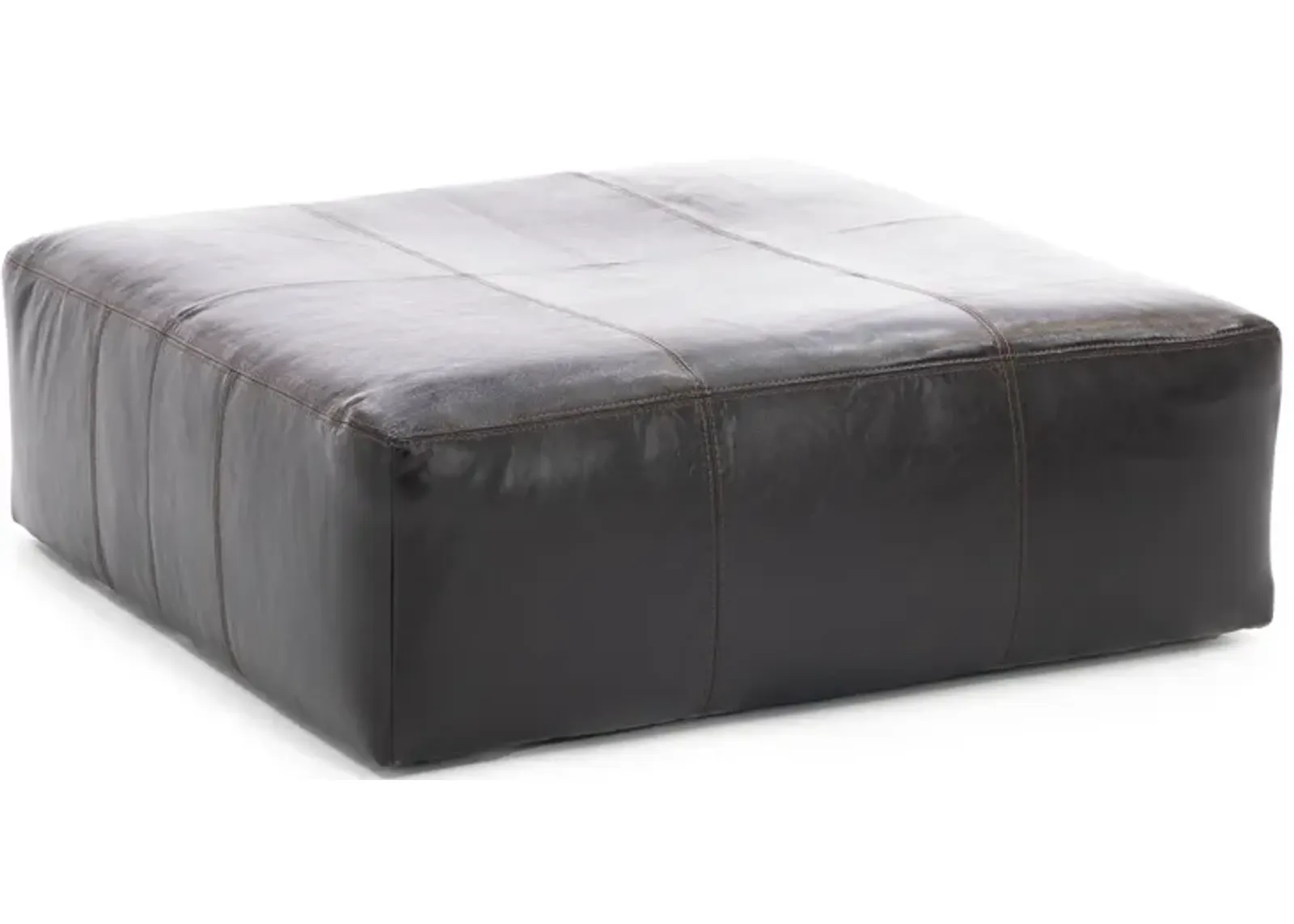 Camden Leather Jumbo Cocktail Ottoman in Chocolate