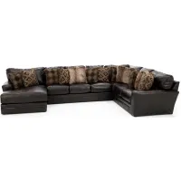 Camden Large 3-Pc. Leather Sectional with Left Arm Facing Chaise in Chocolate