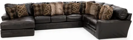 Camden Large 3-Pc. Leather Sectional with Left Arm Facing Chaise in Chocolate