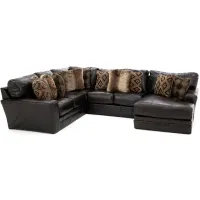 Camden 3-Pc. Leather Sectional with Right Arm facing Chaise in Chocolate