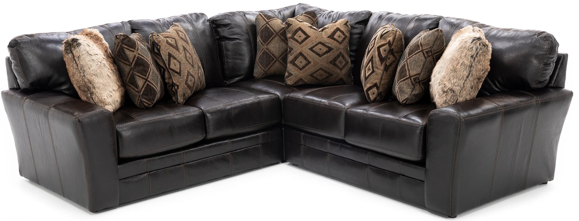 Camden 3-Pc. Leather Sectional in Chocolate