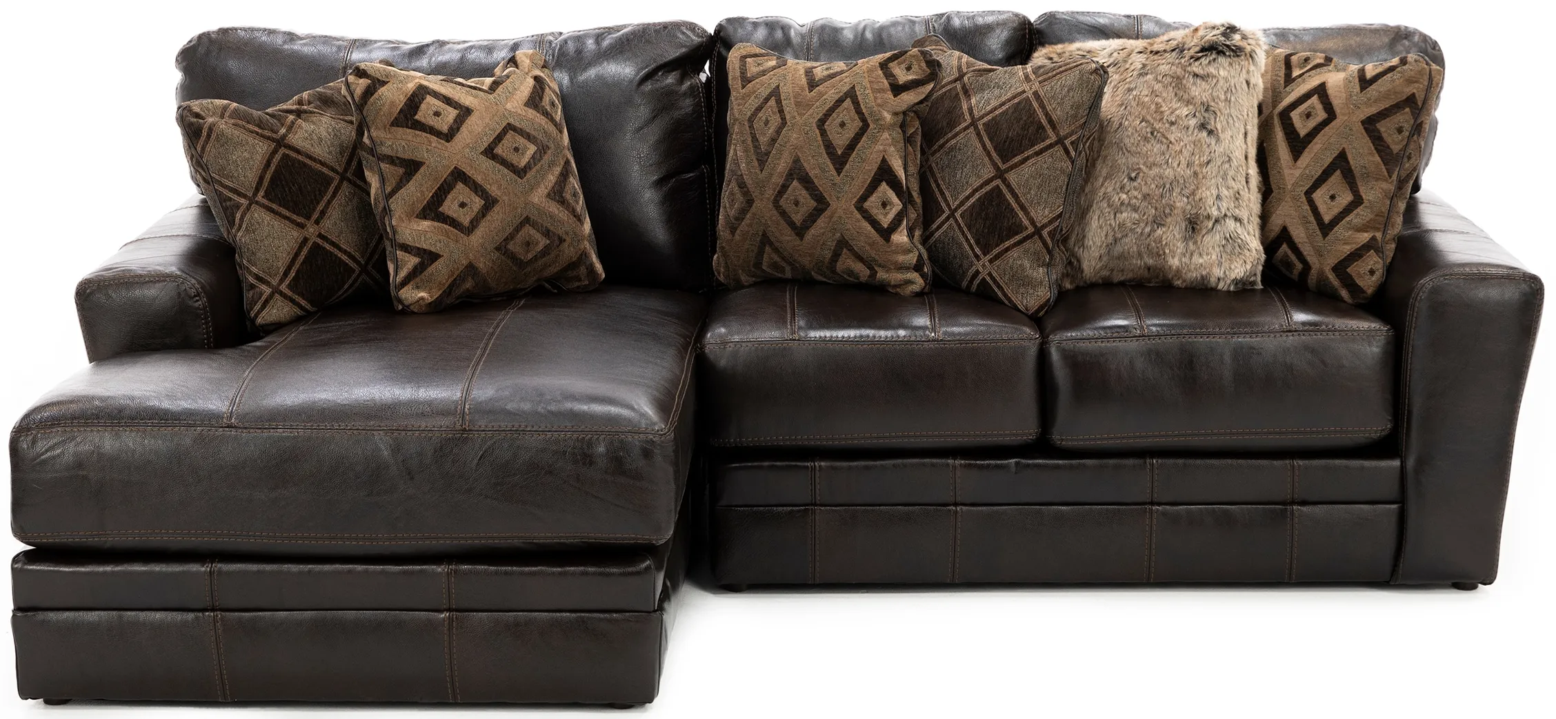 Camden 2-Pc. Leather Sectional with Left Arm Facing Chaise in Chocolate