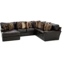 Camden 3-Pc. Leather Sectional with Left Arm facing Chaise in Chocolate