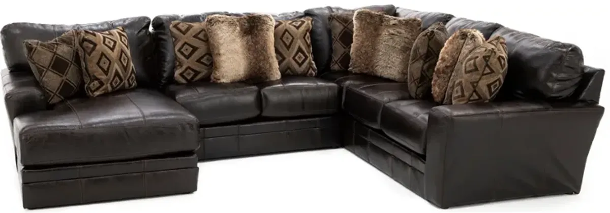 Camden 3-Pc. Leather Sectional with Left Arm facing Chaise in Chocolate