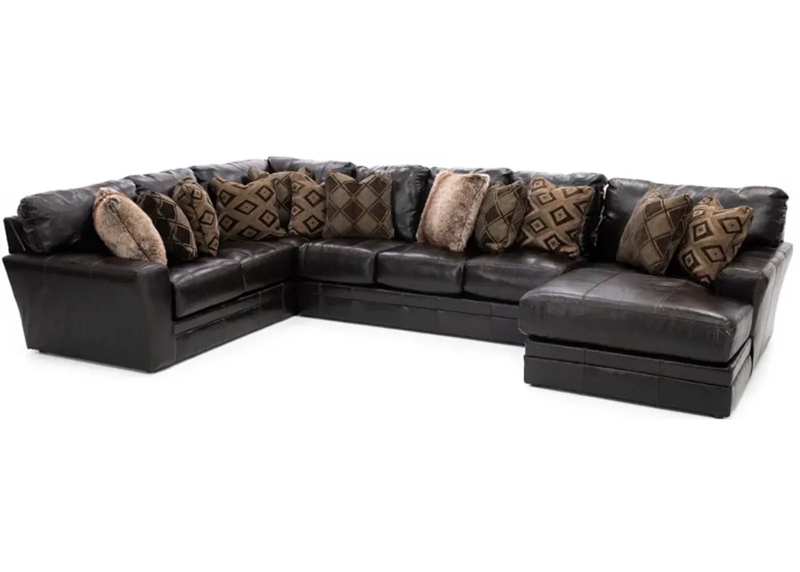 Camden Large 3-Pc. Leather Sectional with Right Arm Facing Chaise in Chocolate