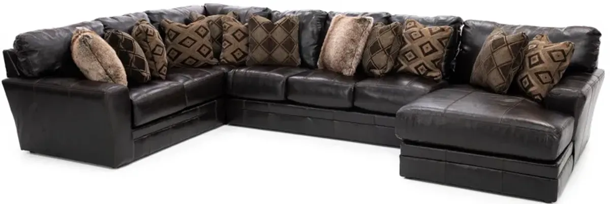 Camden Large 3-Pc. Leather Sectional with Right Arm Facing Chaise in Chocolate