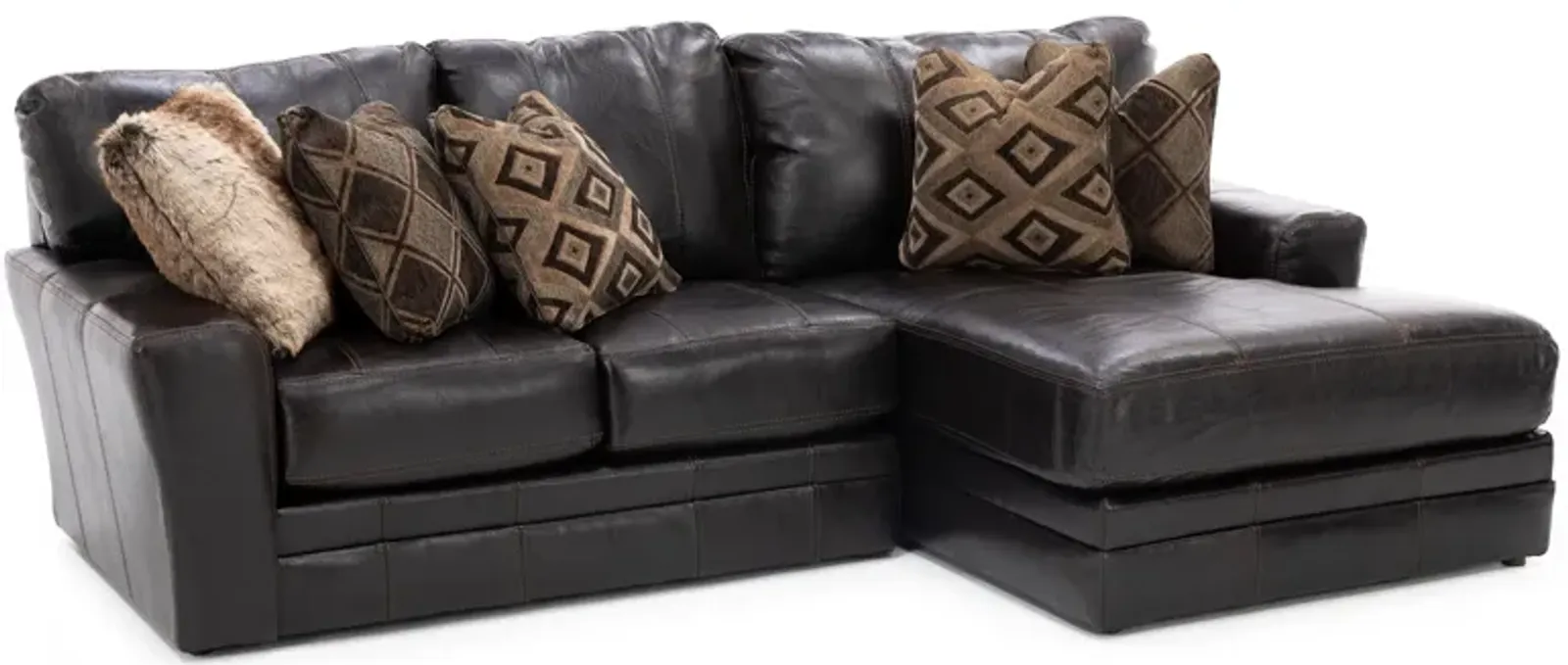 Camden 2-Pc. Leather Sectional with Right Arm Facing Chaise in Chocolate