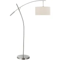 Nickel with White Drum Shade Adjustable Floor Lamp 69"H