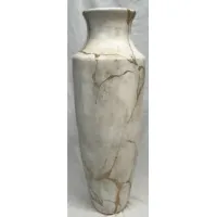 Anphora White and Metallic Gold Small Floor Vase 14"W x 32"H
