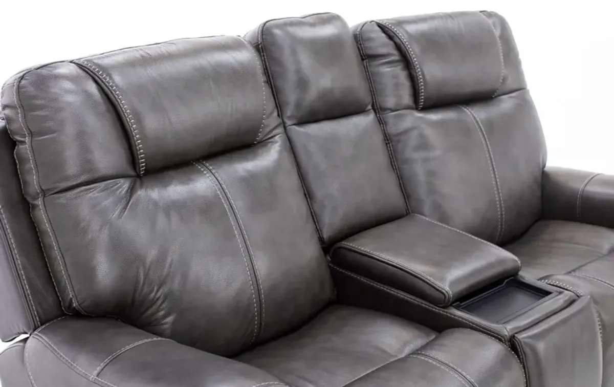 Zion 3-Pc. Leather Fully Loaded Reclining Console Loveseat