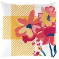 Floral Gingham Outdoor Pillow 18"W x 18"H