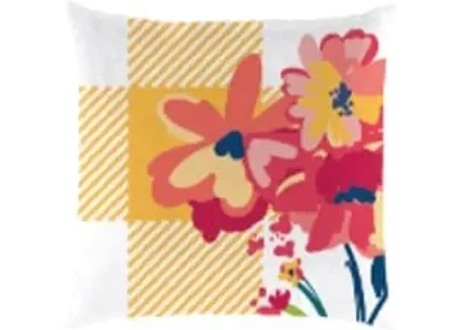 Floral Gingham Outdoor Pillow 18"W x 18"H