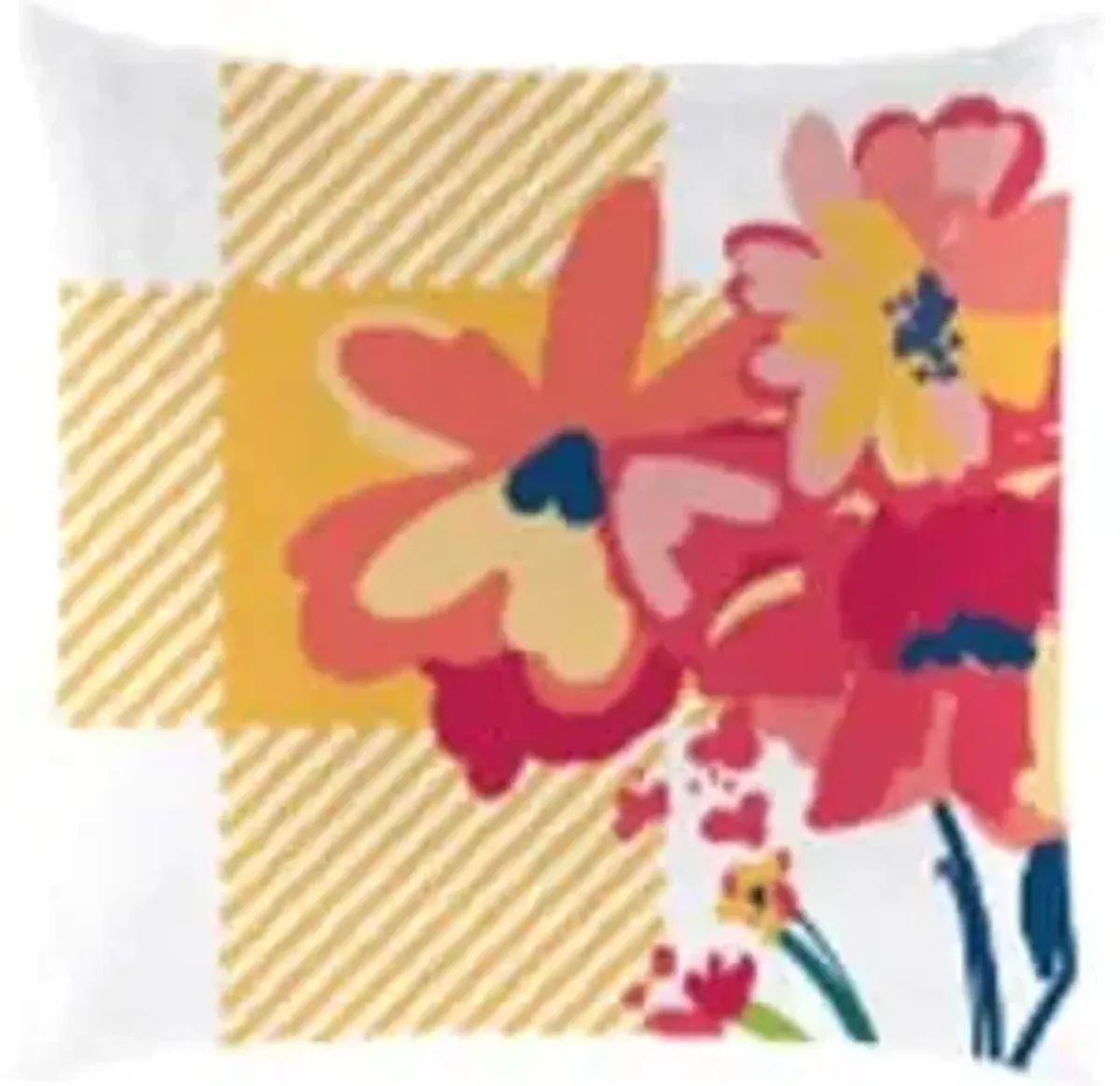 Floral Gingham Outdoor Pillow 18"W x 18"H