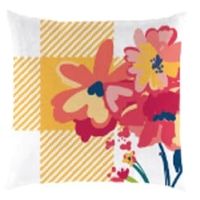 Floral Gingham Outdoor Pillow 18"W x 18"H