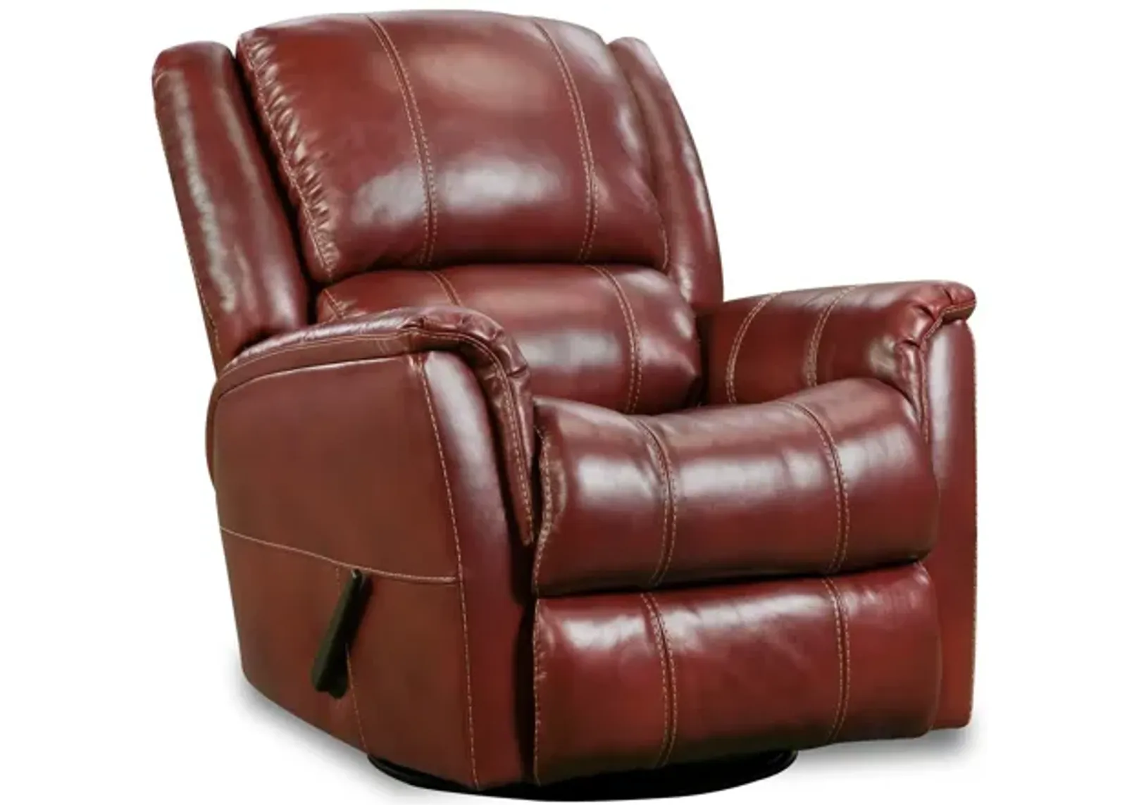 Abramo Leather Manual Glider Recliner in Crimson