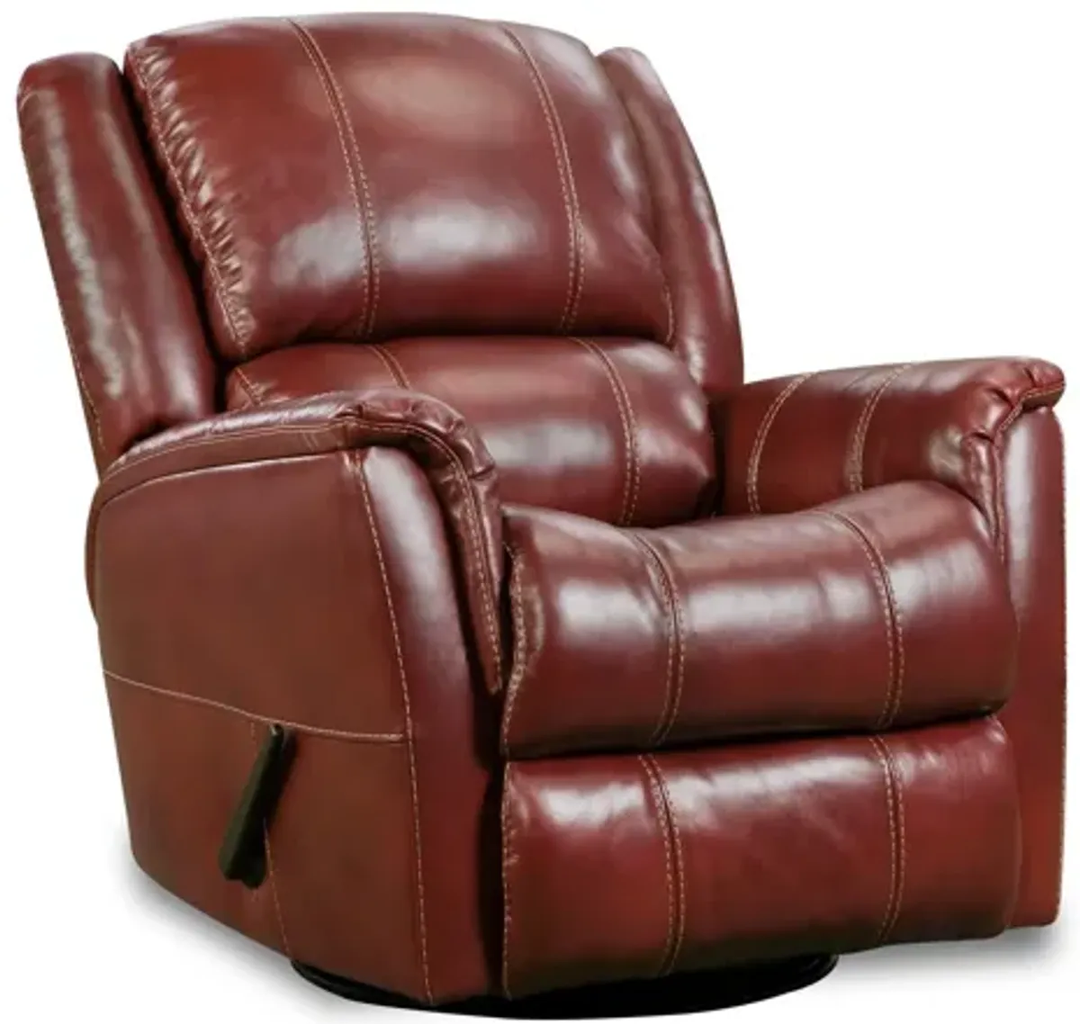 Abramo Leather Manual Glider Recliner in Crimson