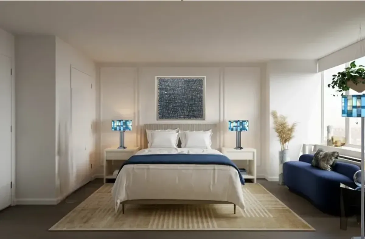 Blue Tiffany-Style Glass Table Lamp 18"W x 28.75"H