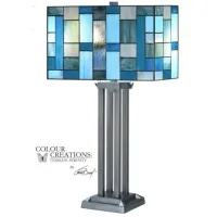 Blue Tiffany-Style Glass Table Lamp 18"W x 28.75"H