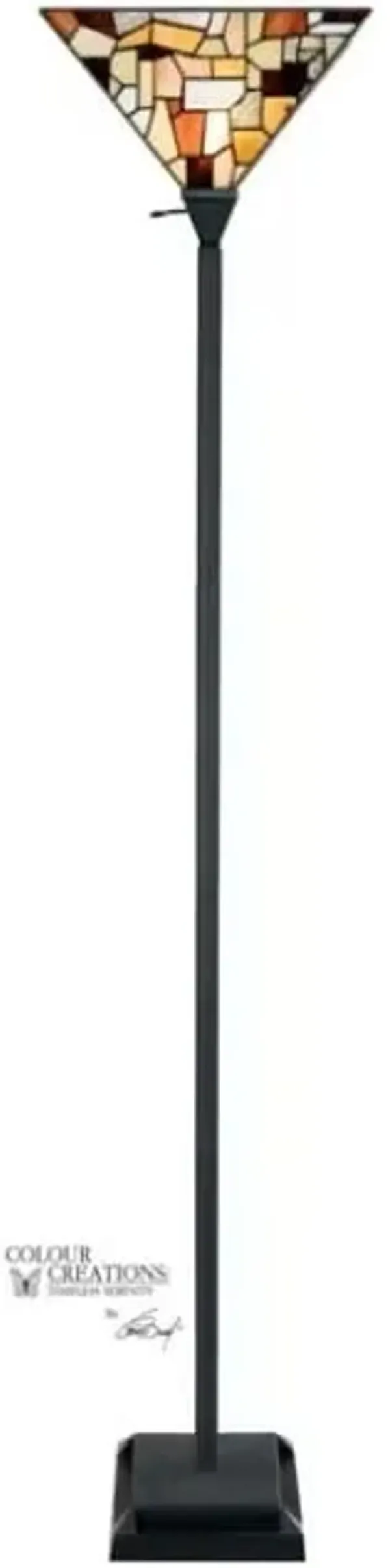 Black and Brown Tiffany-Style Glass Torchiere 16.25"W x 72"H