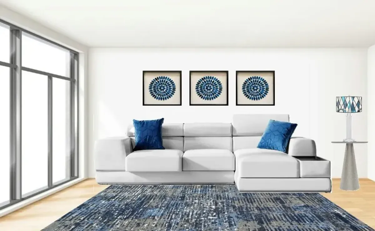 Blue Geometric Tiffany-Style Glass Table Lamp 18"W x 28.75"H