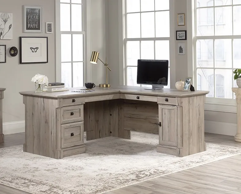 Split Oak L Desk