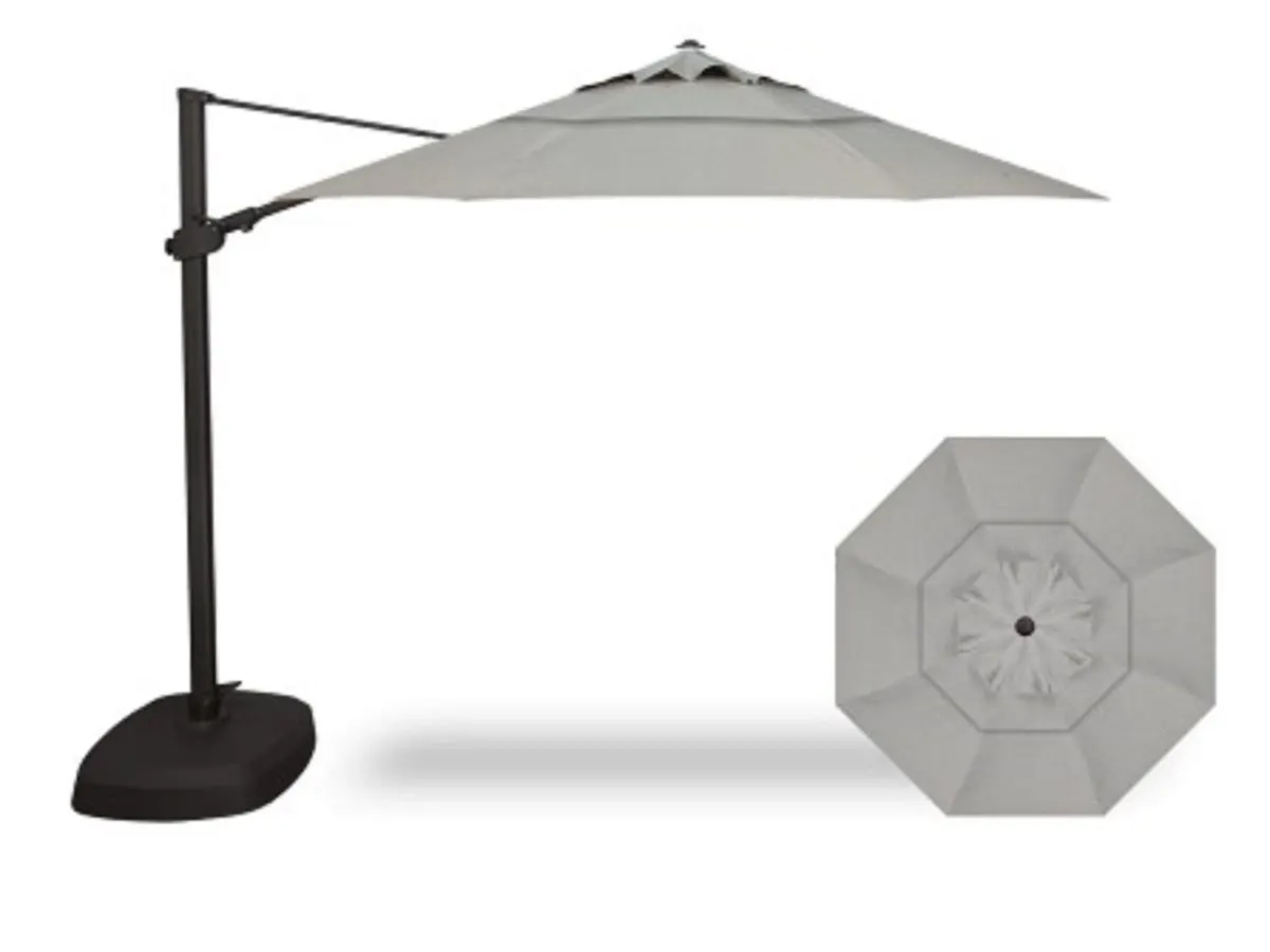 2-Pc 11' Cantilever Silver Linen Umbrella