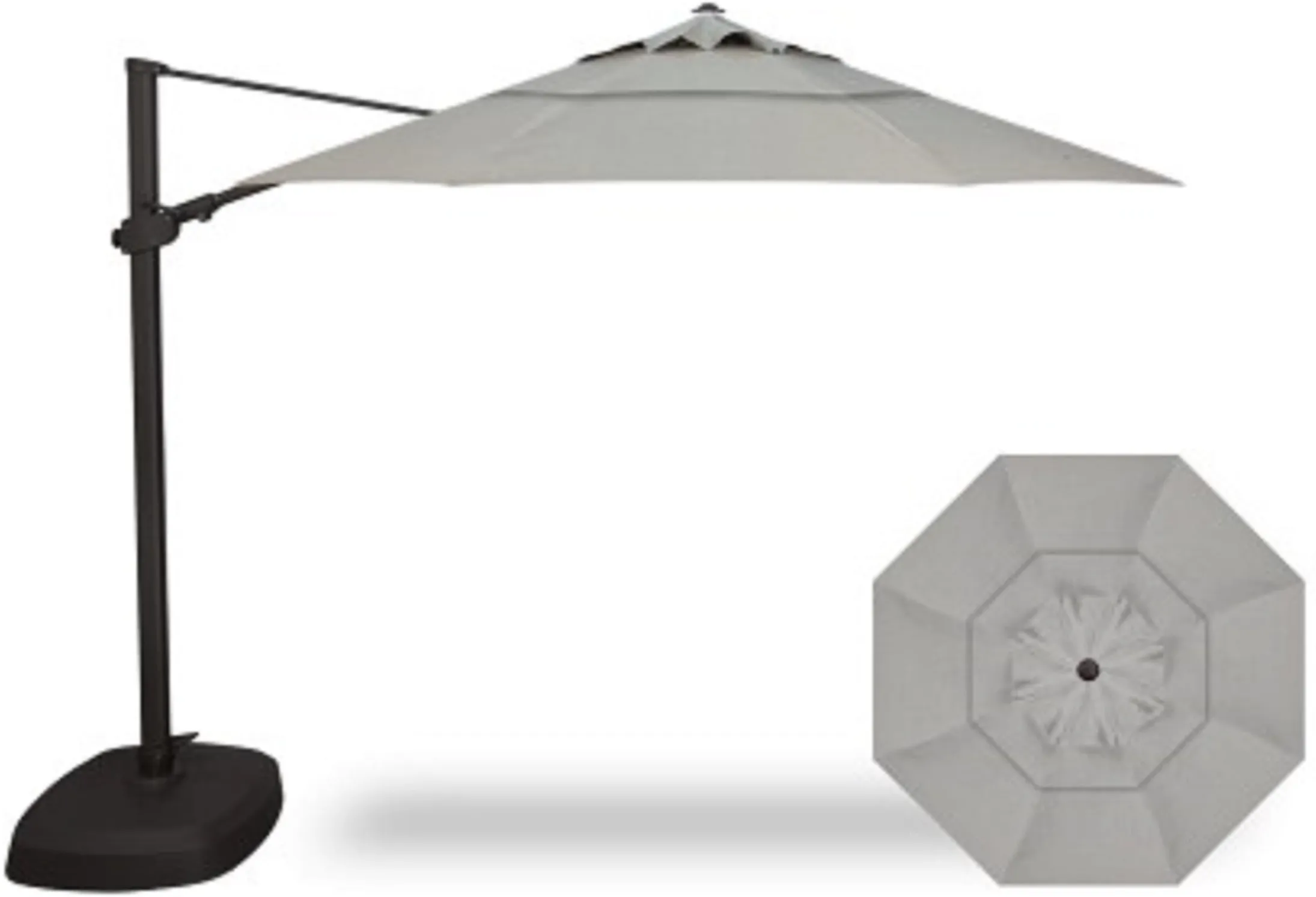 2-Pc 11' Cantilever Silver Linen Umbrella