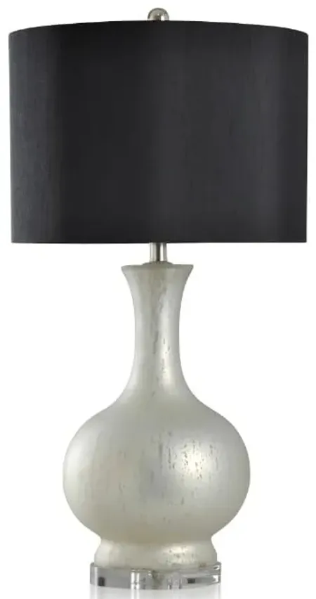 White Mercury Glass with Black Shade Table Lamp 31"H