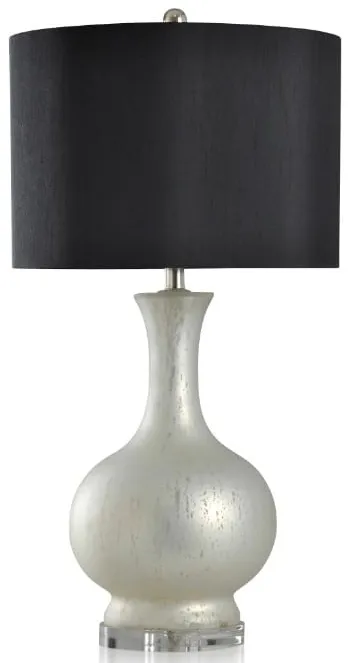White Mercury Glass with Black Shade Table Lamp 31"H