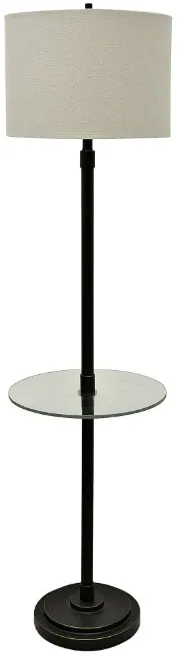 Bronze Metal Floor Lamp with Glass Tray 61"H