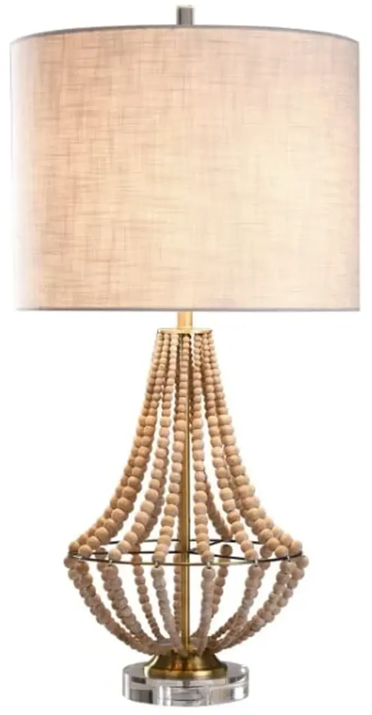 Whitewashed Wood Bead Table Lamp 36"H