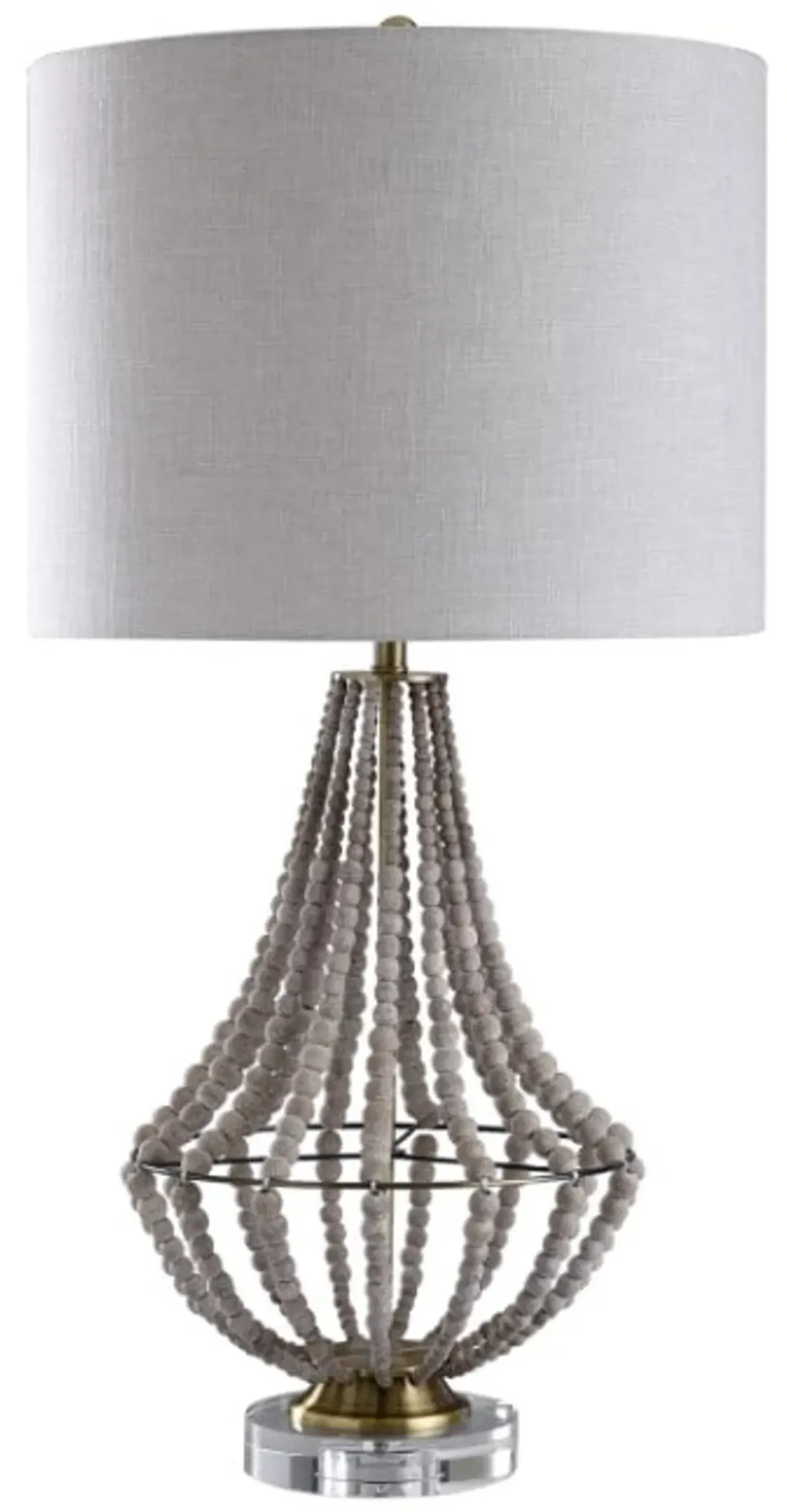 Whitewashed Wood Bead Table Lamp 36"H