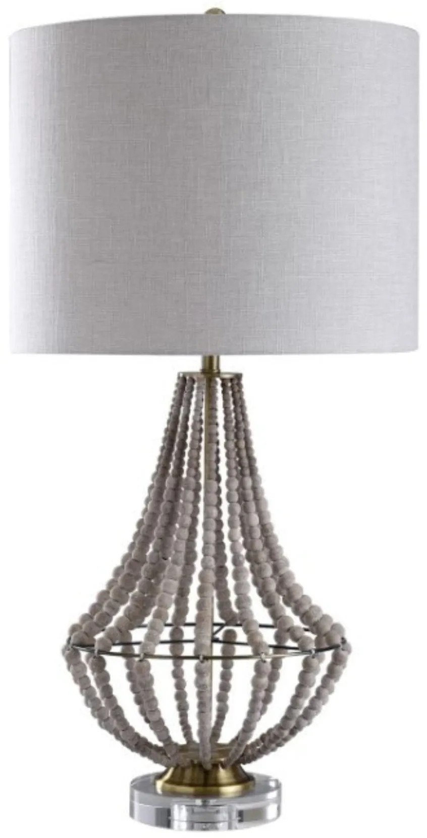 Whitewashed Wood Bead Table Lamp 36"H