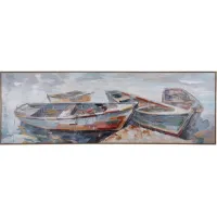 Multi-Colored Boats At The Pier Canvas Print 60"W x 20"H