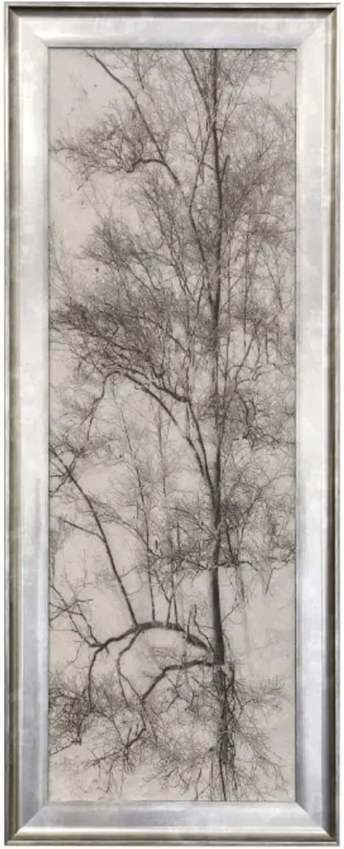 Grey and Cream Tree I Textured Framed Print 21"W x 53"H