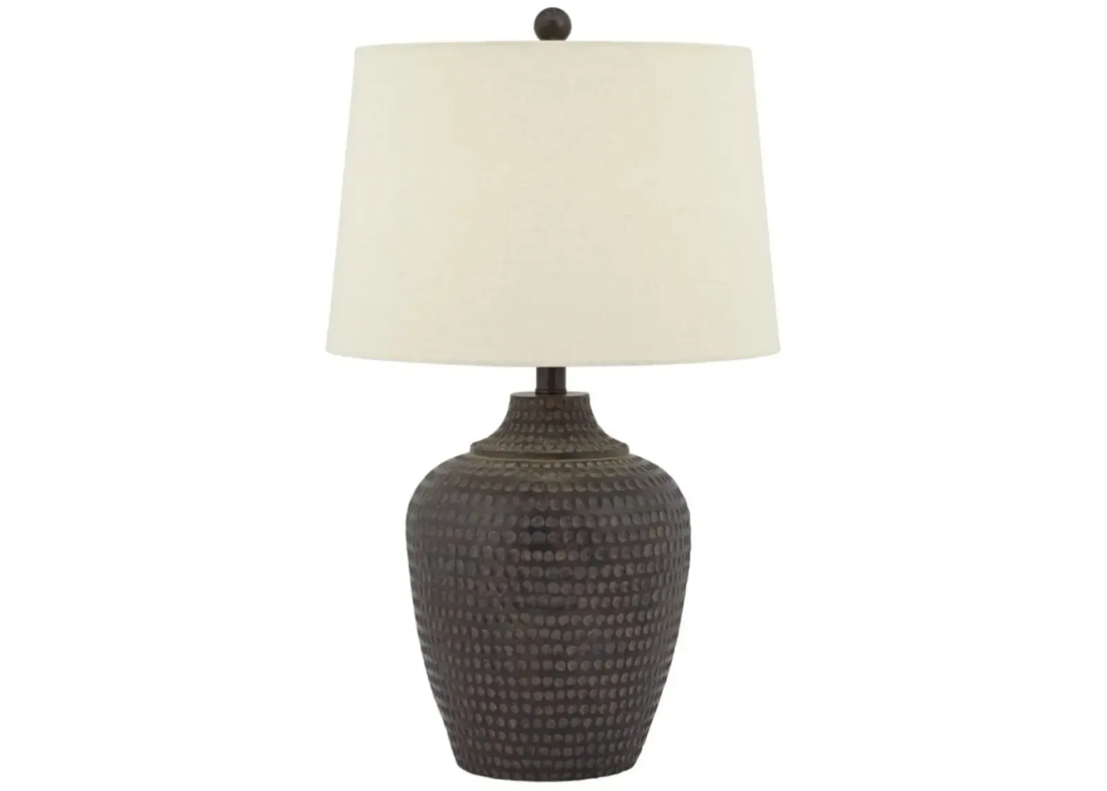 Brown Faux Wood Hammered Look Table Lamp 25.5"H